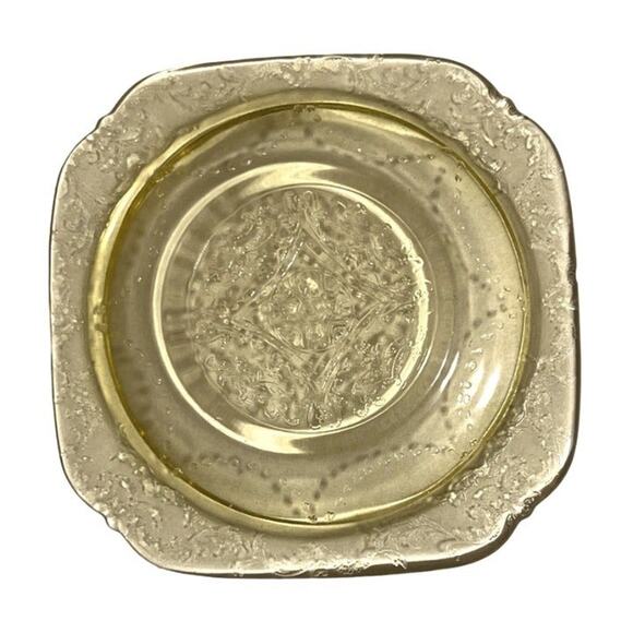 Vintage Amber Madrid Pattern Federal Glass 1930's Set of 2 Bread and Butter Plat - Picture 2 of 3